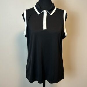 IZOD Black/White Sleeveless Golf Shirt Sz L